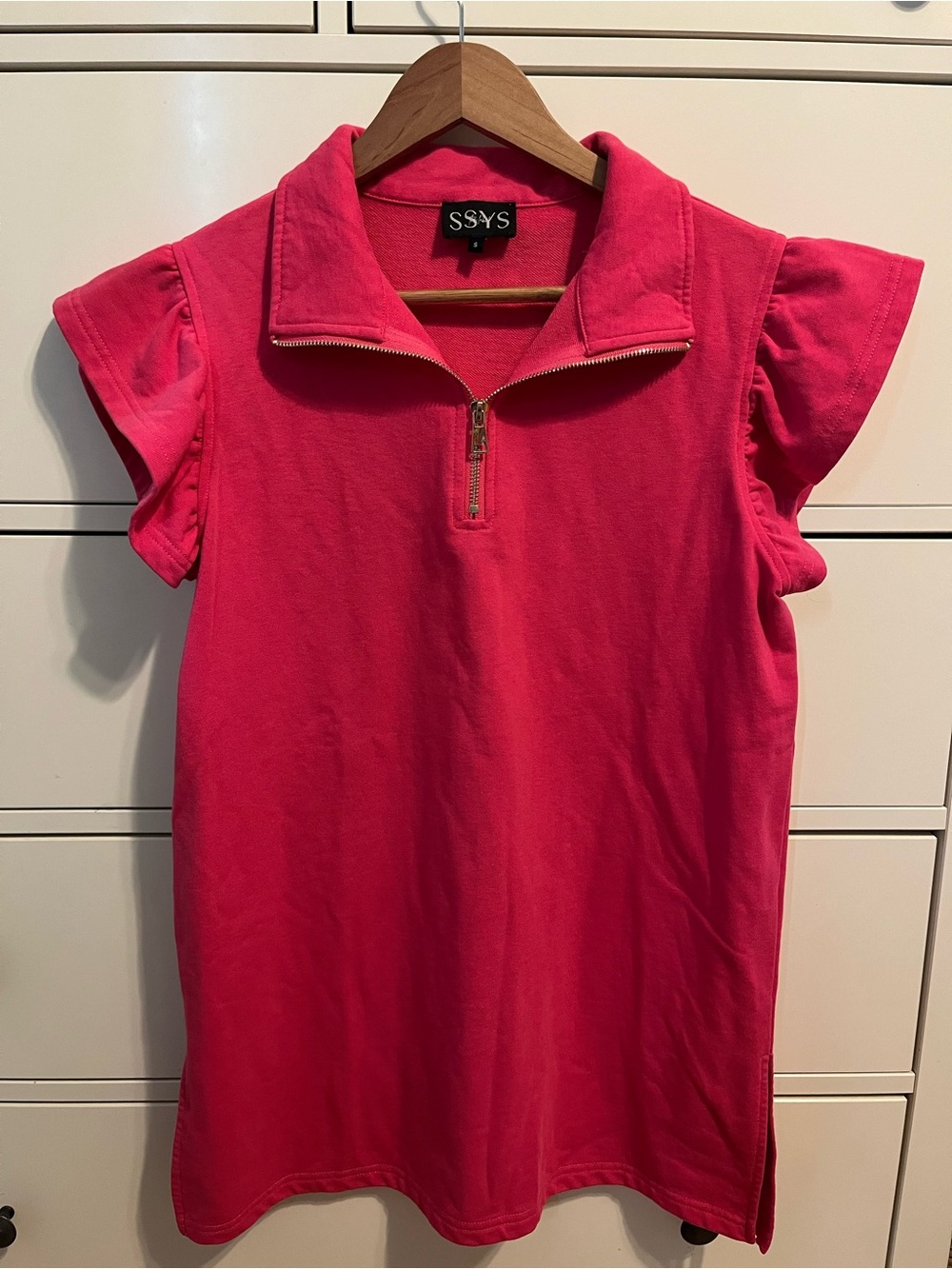 SSYS Half-Zip Flutter Sleeve Top